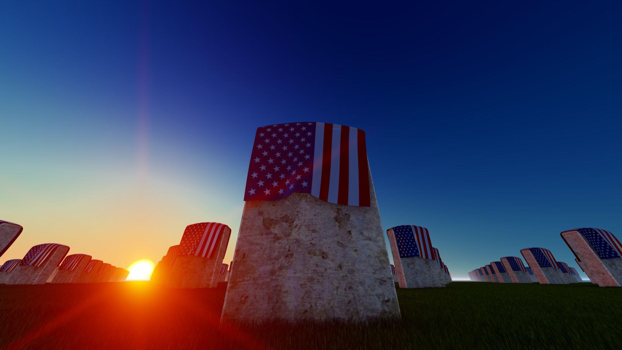 Veterans national cemetery at sunrise